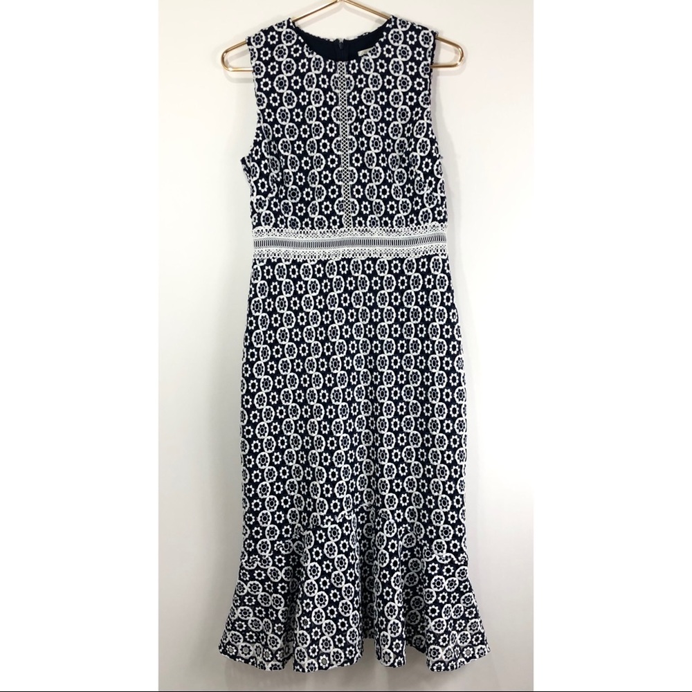 Shoshanna Guipure lace Dress Navy/white  6